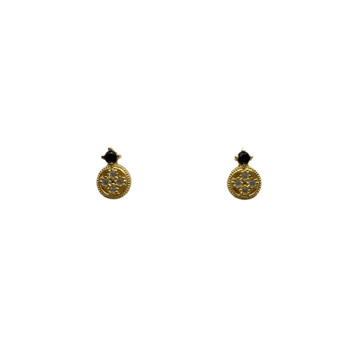 Pendientes chapados con circonita de color