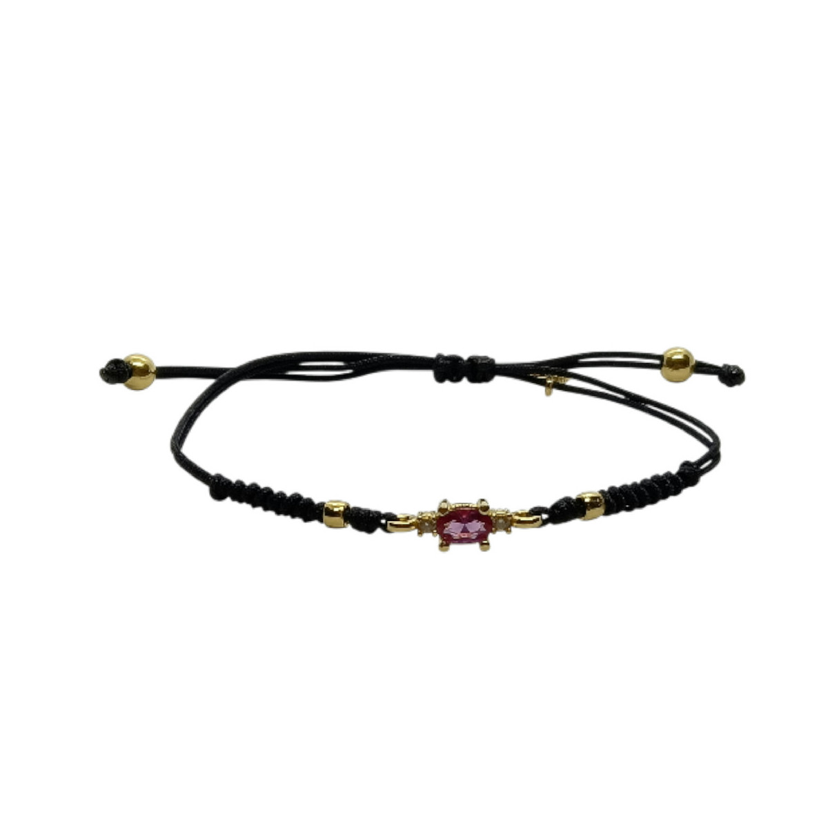 Pulsera de plata con macramé y circonita