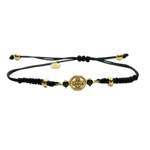 Pulsera de plata con macramé y circonita