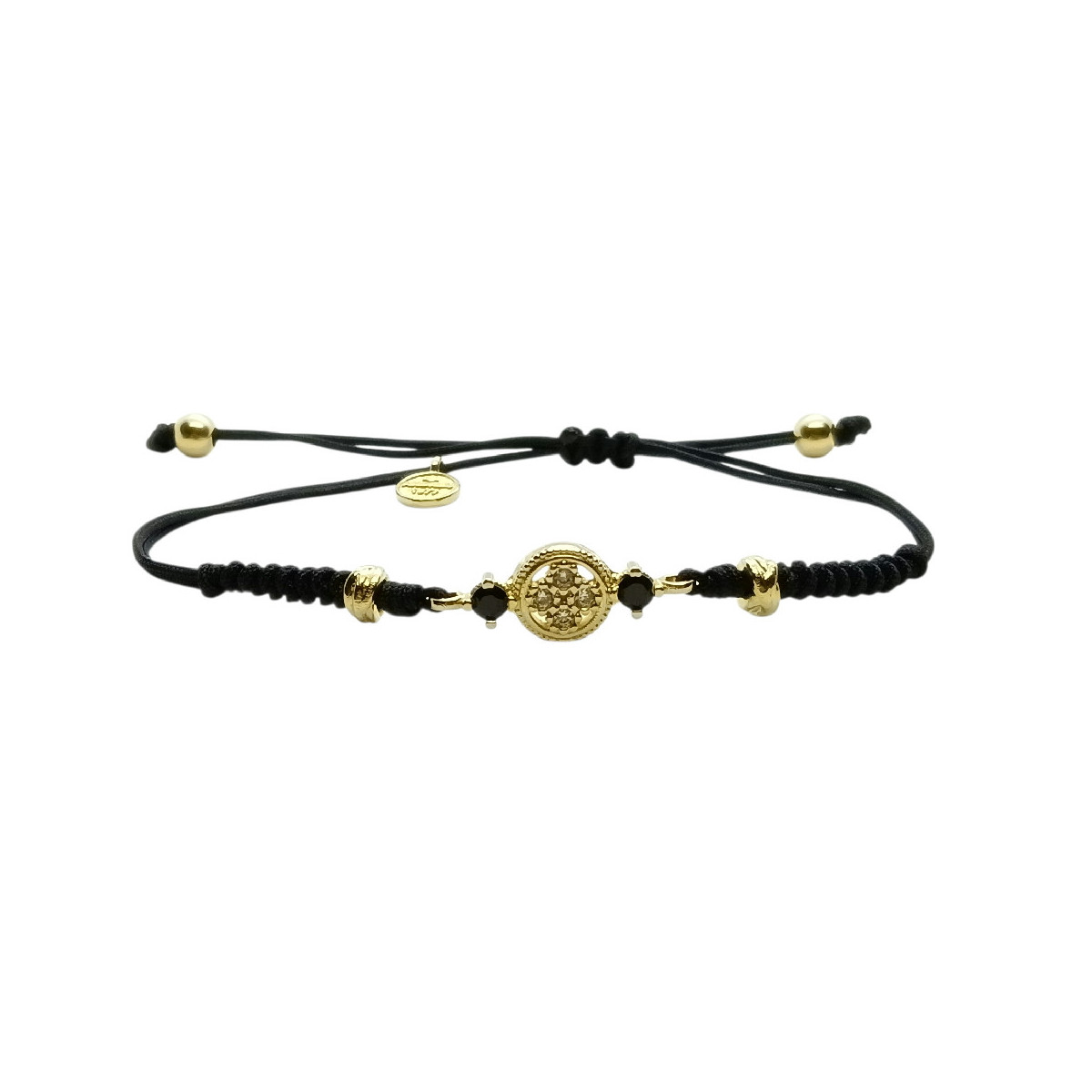 Pulsera de plata con macramé y circonita