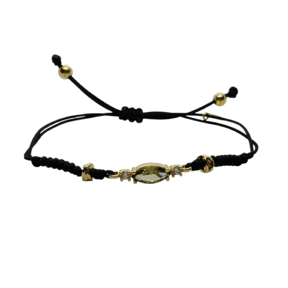 Pulsera de plata con macramé y circonita