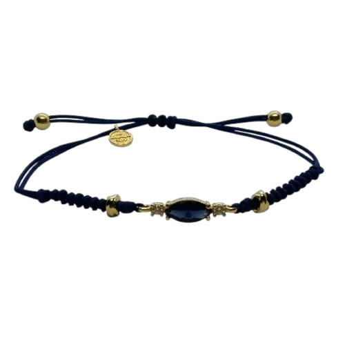 Pulsera de plata con macramé y circonita