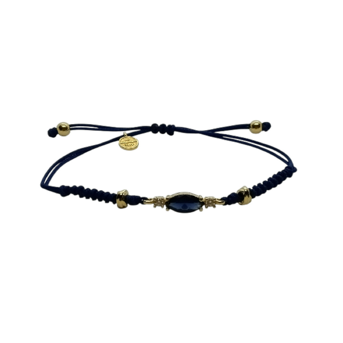 Pulsera de plata con macramé y circonita