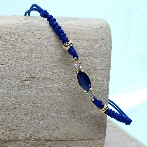 Pulsera de plata con macramé y circonita