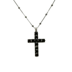 Collar de plata con forma de cruz y circonitas