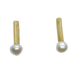 Pendientes de plata chapada con perlas