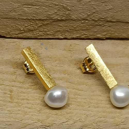 Pendientes de plata chapada con perlas