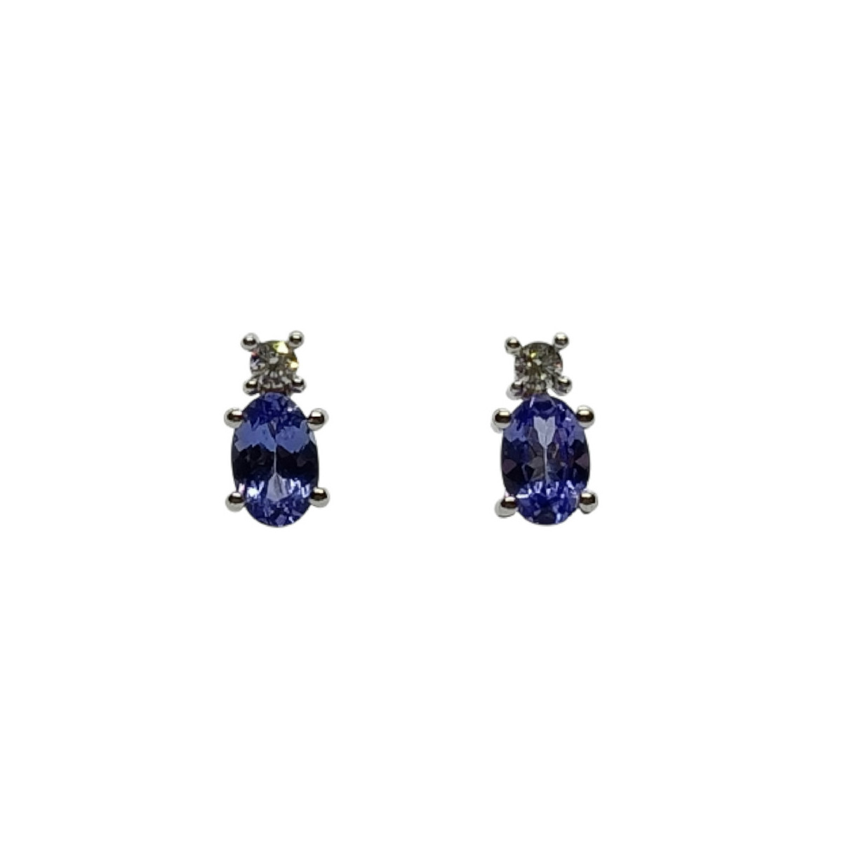 Pendientes de oro blanco con diamantes y tanzanitas