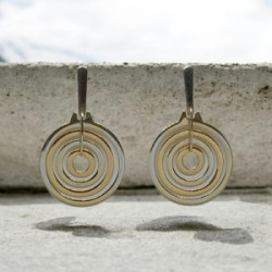 Pendientes combinados con oro blanco y oro rosa