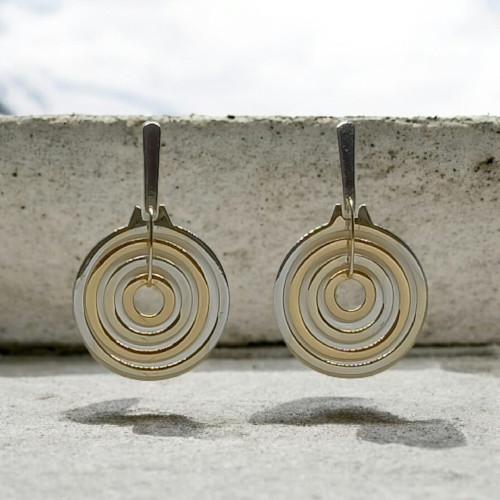 Pendientes combinados con oro blanco y oro rosa