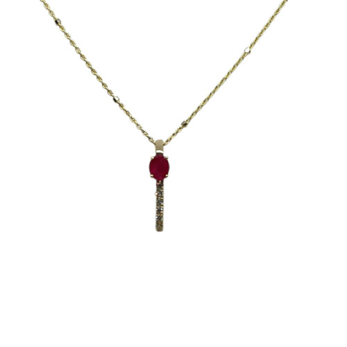 Gargantilla de oro amarillo con diamantes y rubí
