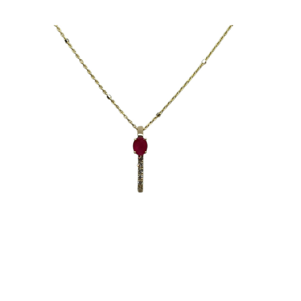 Gargantilla de oro amarillo con diamantes y rubí