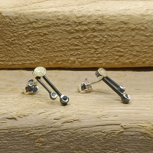 Pendientes de plata y oro con diamantes y zafiros