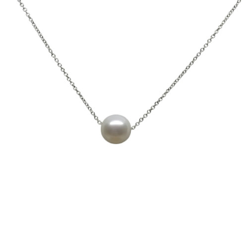 Gargantilla de oro blanco con perla