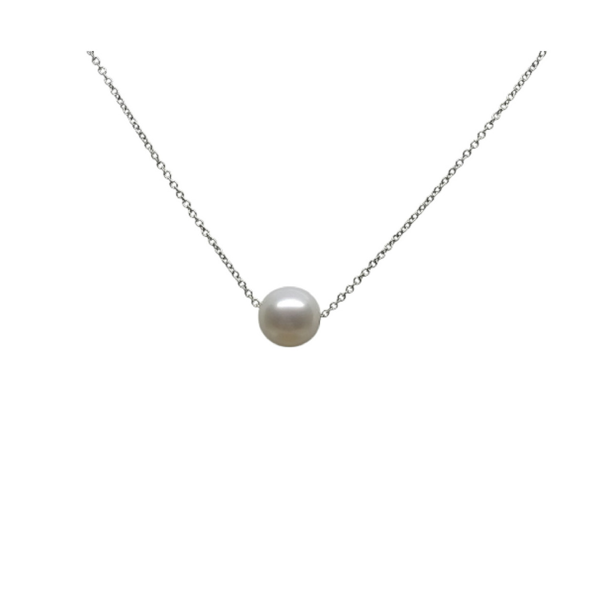 Gargantilla de oro blanco con perla