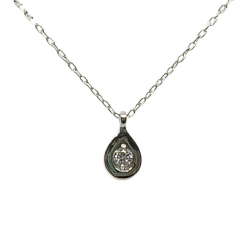 Gargantilla de oro blanco con diamante
