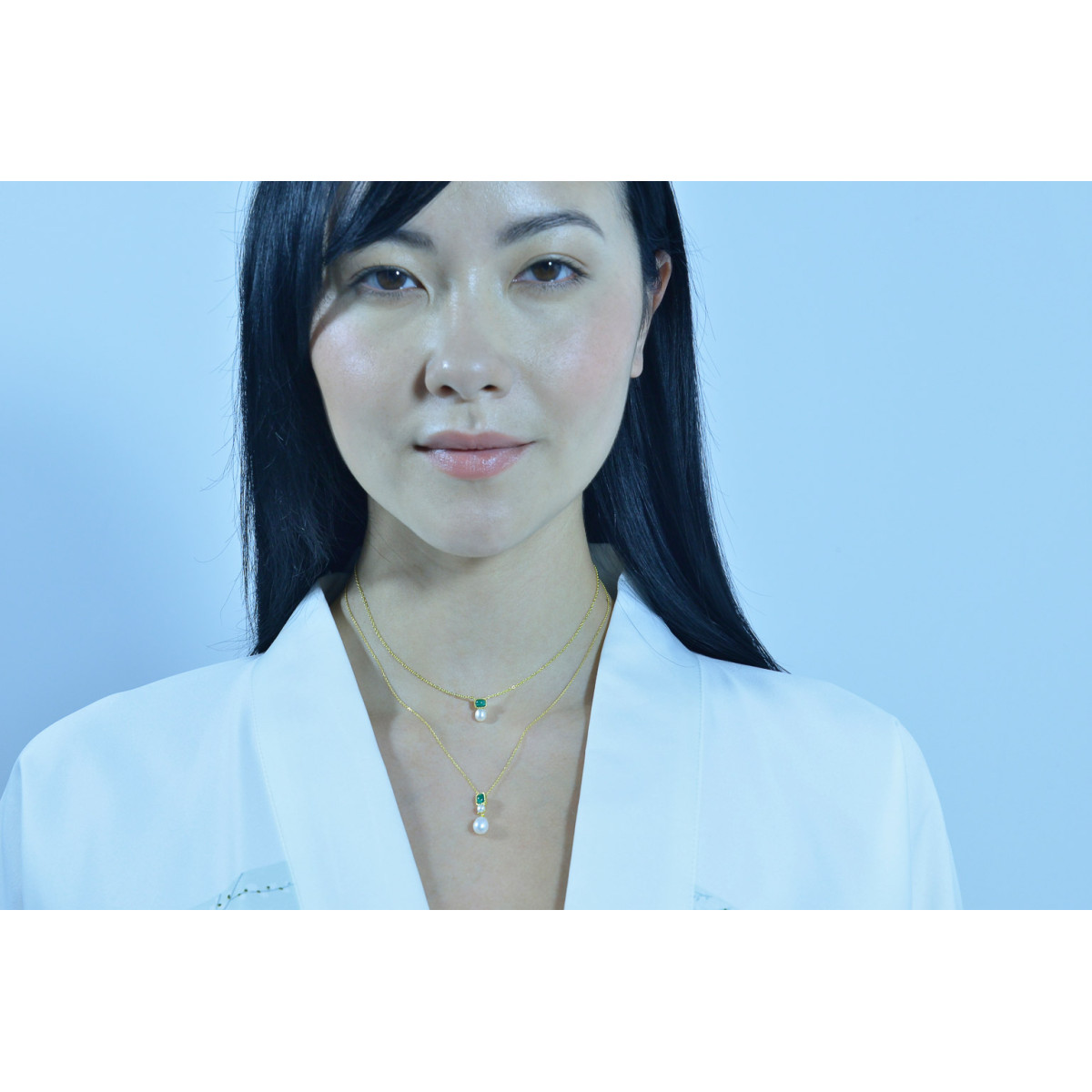 COLLAR DE PLATA CHAPADA CON PERLA Y MALAQUITA