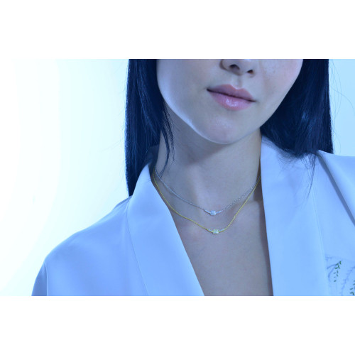 COLLAR DE PLATA CHAPADA CON circonitas blancas