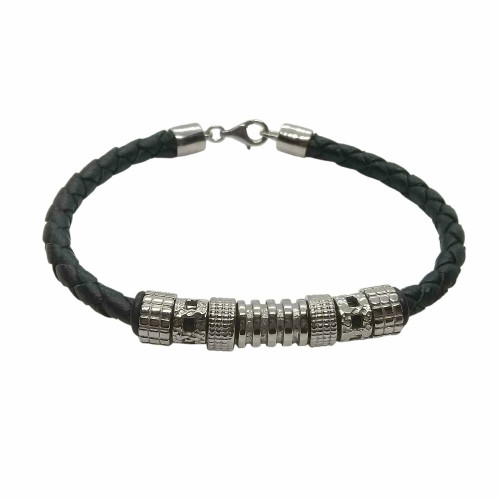 PULSERA DE PLATA Y CUERO