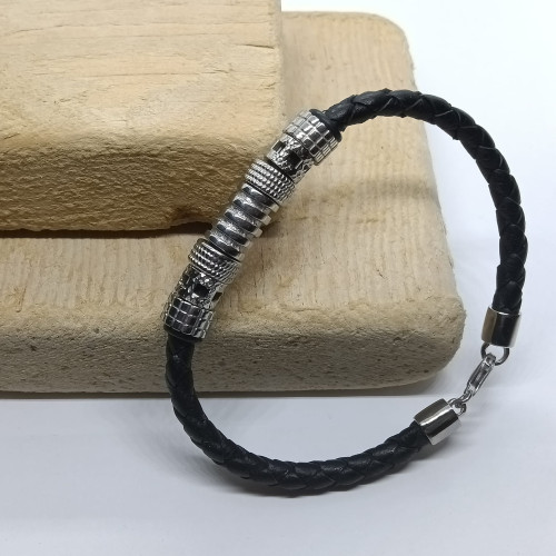 PULSERA DE PLATA Y CUERO