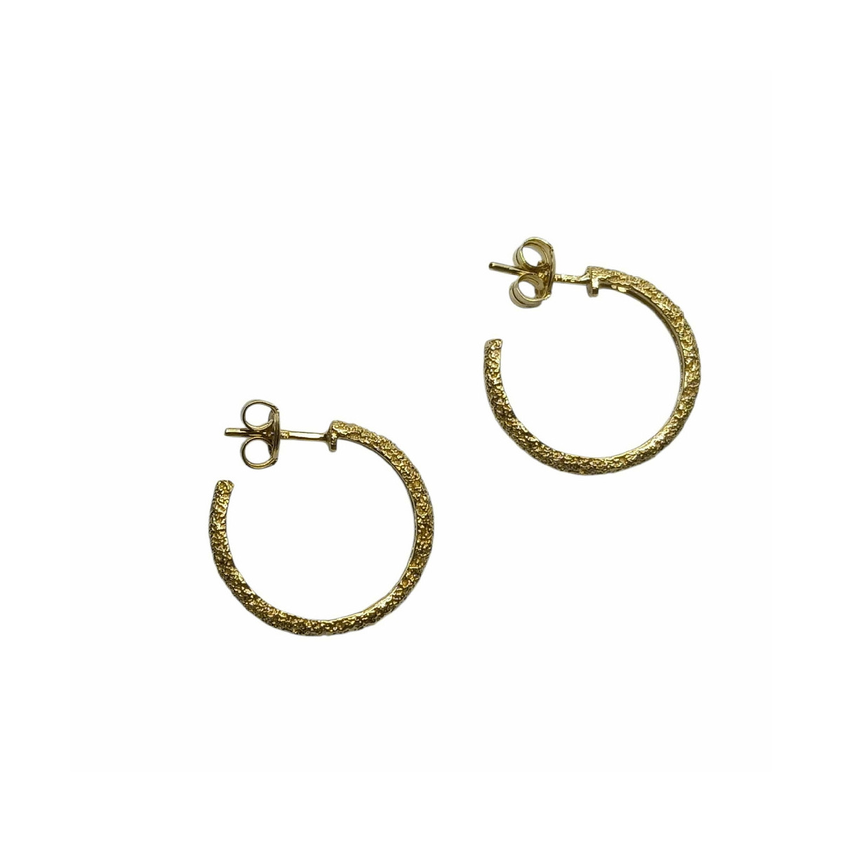 Pendientes de plata estilo aros con baño dorado