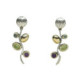 Pendientes de plata y oro con peridoto, amatista y topacio azul