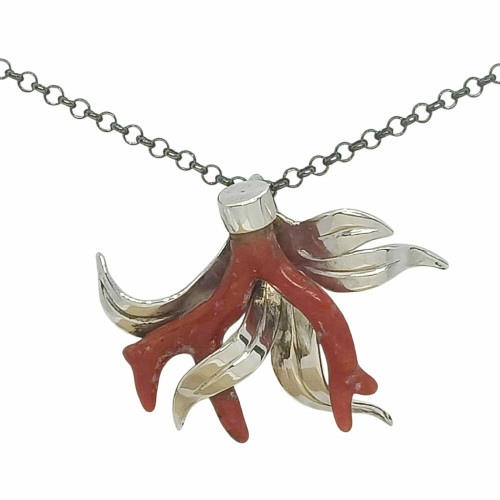 Colgante de plata y coral