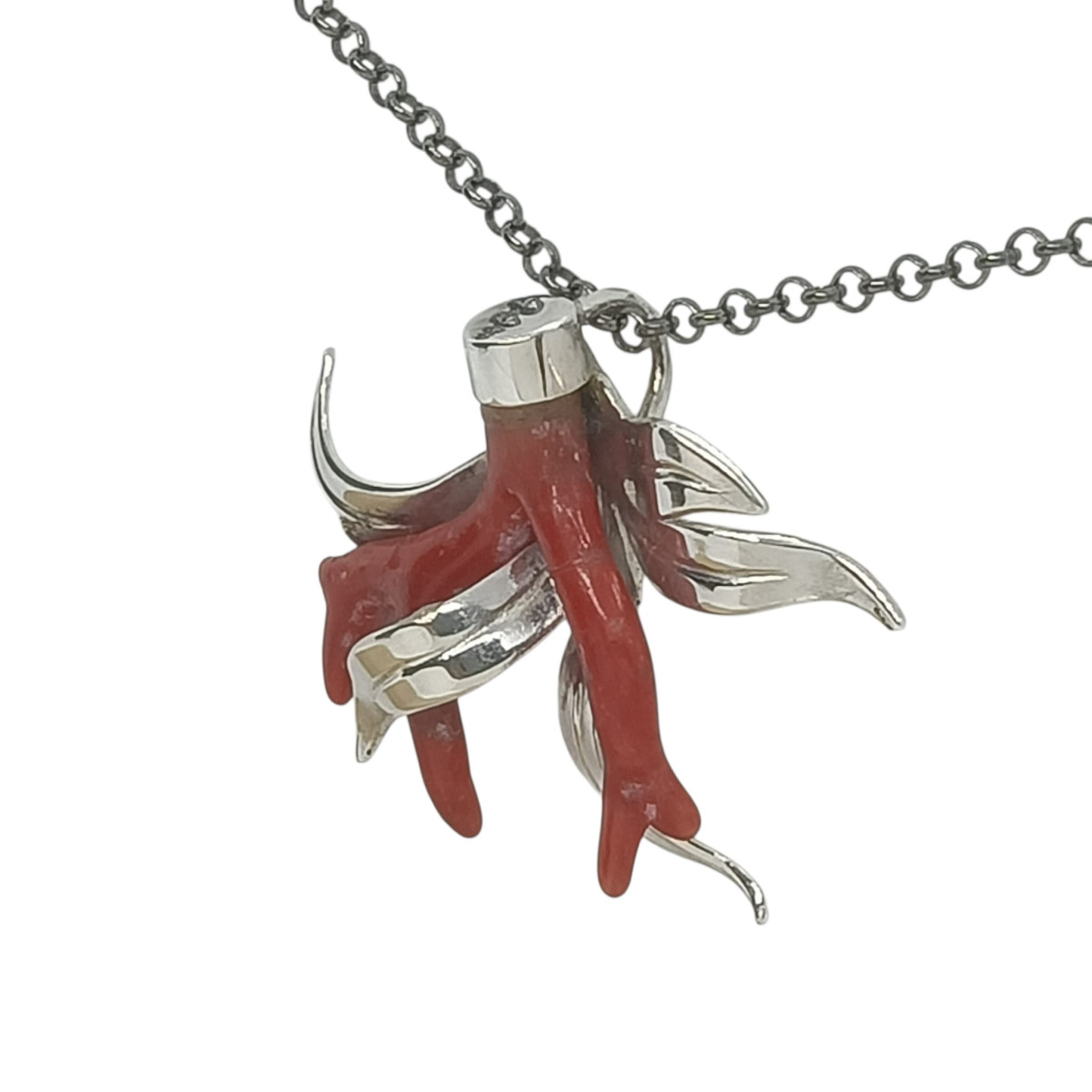Colgante de plata y coral