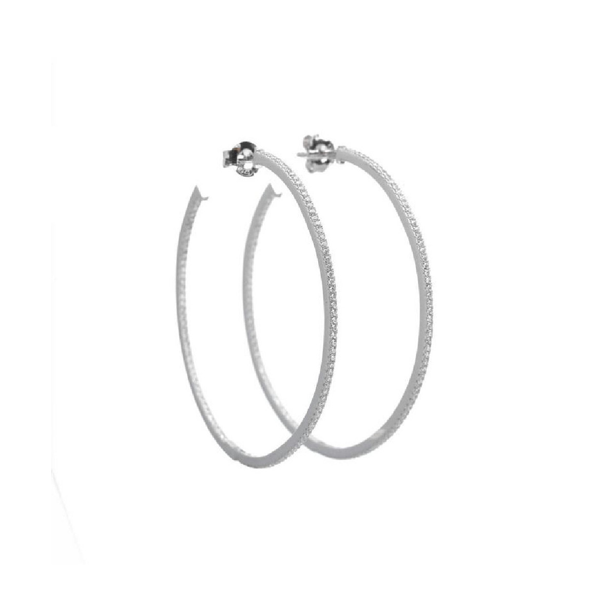 Pendientes de plata estilo aros con circonitas