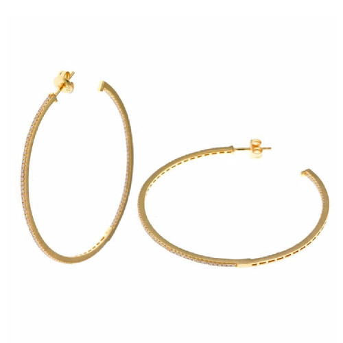 Pendientes de plata con baño dorado estilo aros y circonitas