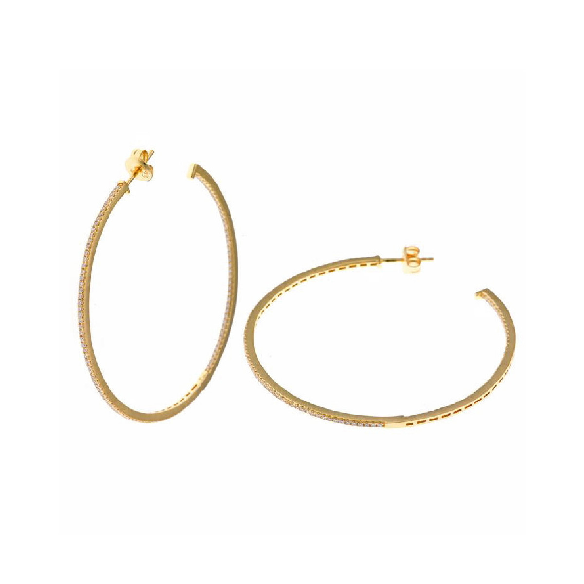 Pendientes de plata con baño dorado estilo aros y circonitas