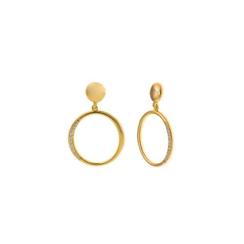 Pendientes de plata con baño dorado  y circonitas