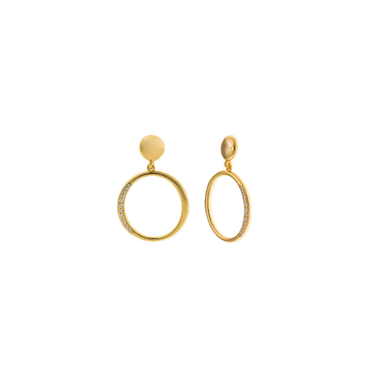 Pendientes de plata con baño dorado  y circonitas