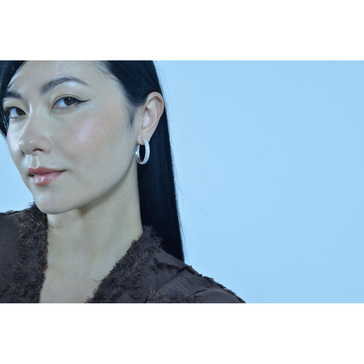 Pendientes de plata con circonitas estilo aros