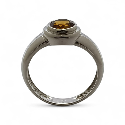 Anillo de oro blanco con citrino naranja