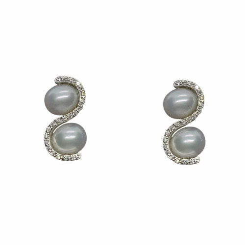 Pendientes de oro blanco con diamantes y perlas