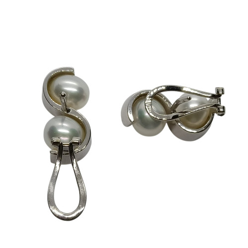 Pendientes de oro blanco con diamantes y perlas