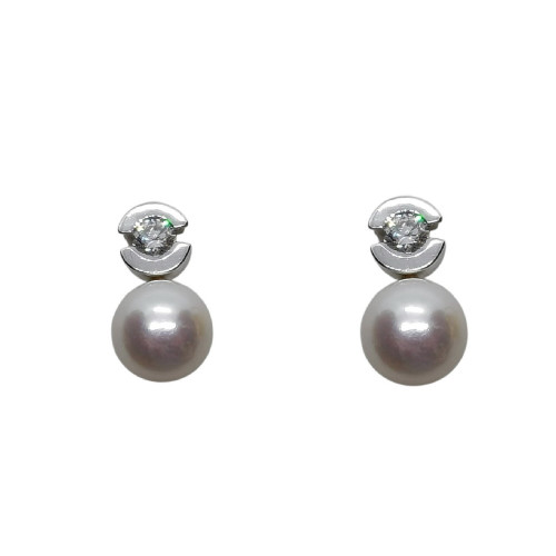 Pendientes tú y yo, oro blanco y oro amarillo con diamantes y perlas