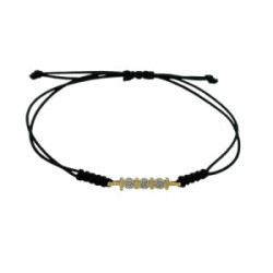 Pulsera de macramé con oro amarillo y oro blanco con diamantes