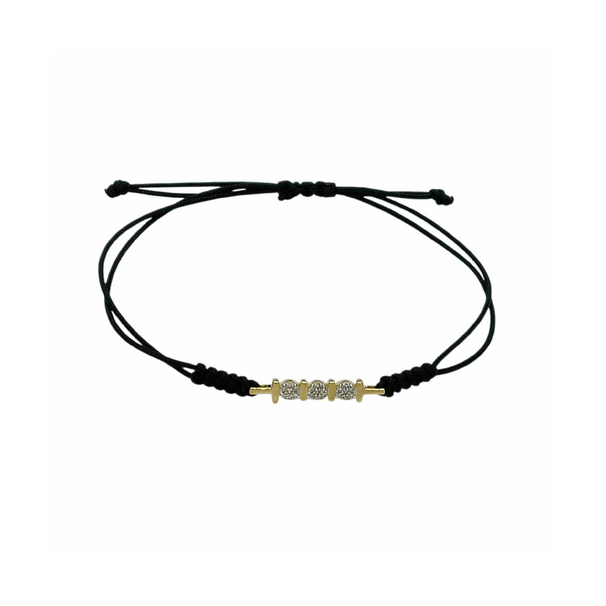 Pulsera de macramé con oro amarillo y oro blanco con diamantes