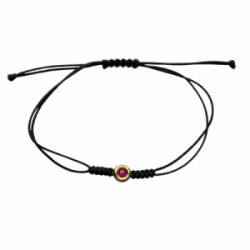 Pulsera de macramé con oro amarillo y rubí