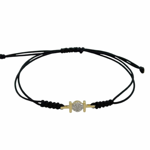 Pulsera de macramé con oro amarillo y oro blanco con diamantes