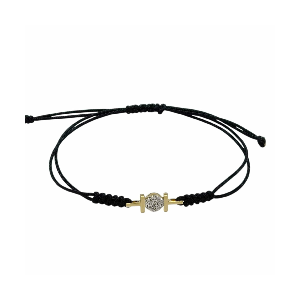 Pulsera de macramé con oro amarillo y oro blanco con diamantes