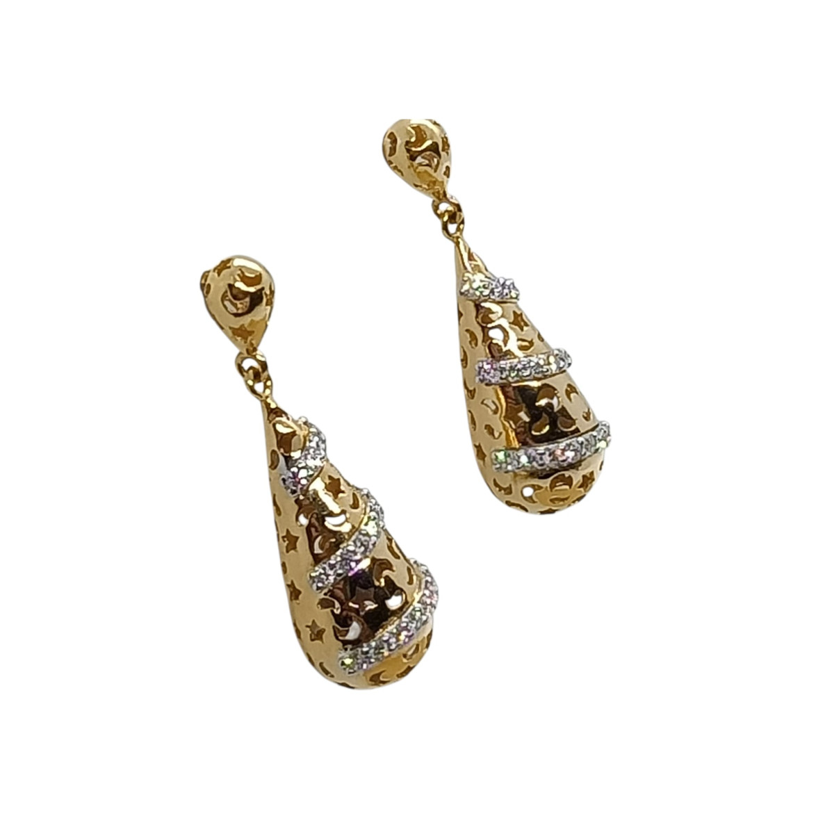 Pendientes de oro blanco y oro rosa con diamantes