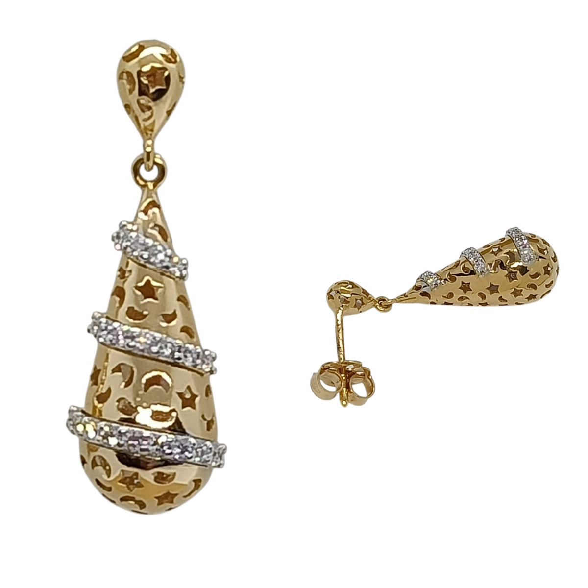 Pendientes de oro blanco y oro rosa con diamantes