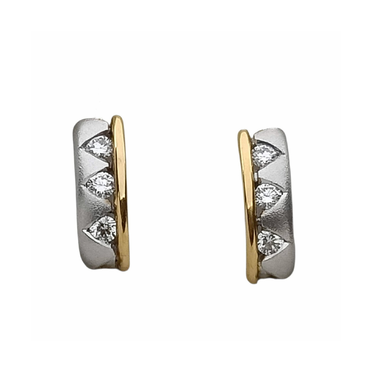 Pendientes de oro amarillo y oro blanco con diamantes