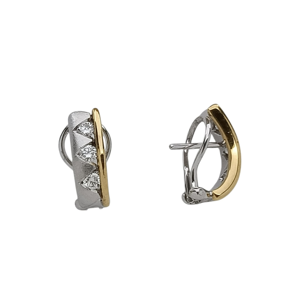 Pendientes de oro amarillo y oro blanco con diamantes