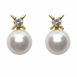 Pendientes tú y yo, oro amarillo con diamantes y perlas