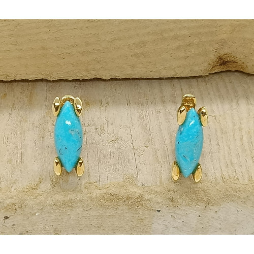 Pendientes de oro amarillo y turquesa