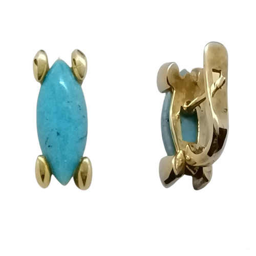 Pendientes de oro amarillo y turquesa